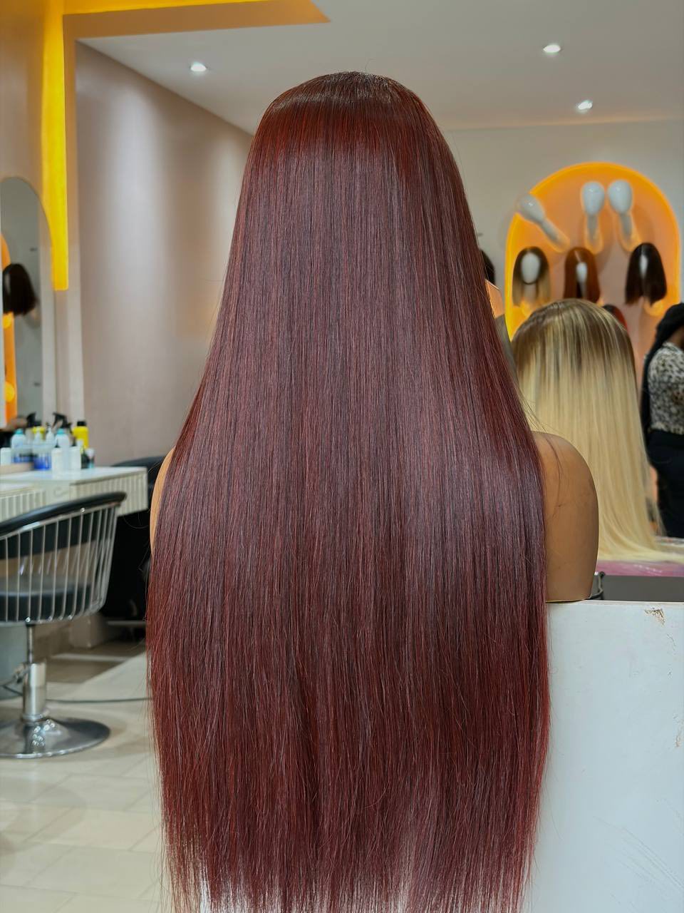 Mèches Lissées Bordeaux Longues 26"